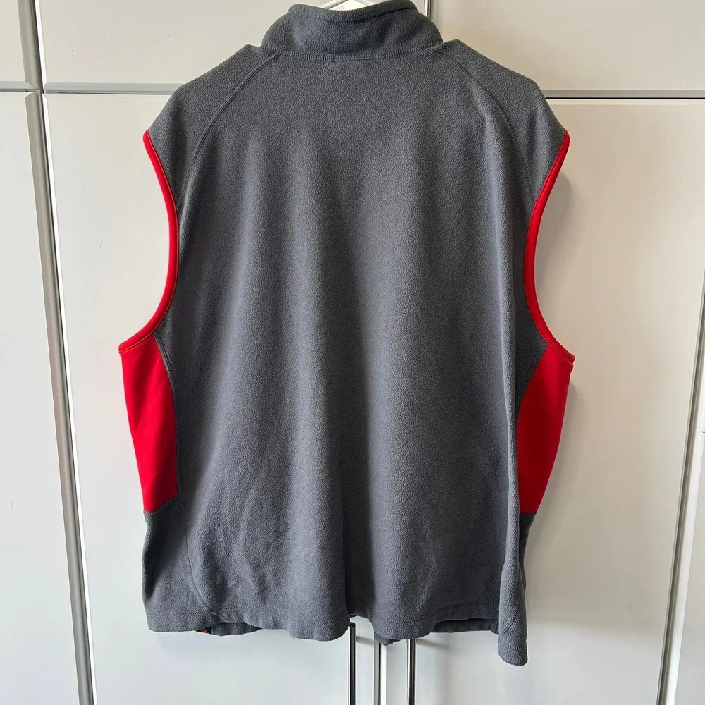 The North Face Mens Full Zip Fleece Vest Gray Red XXL Outdoor Hiking Layering
